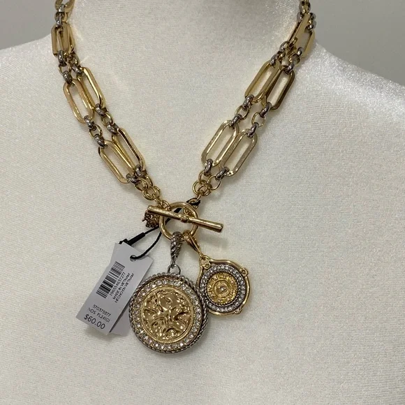 White House Black Market Gold and Silver Pendant Necklace - Picture 6 of 10